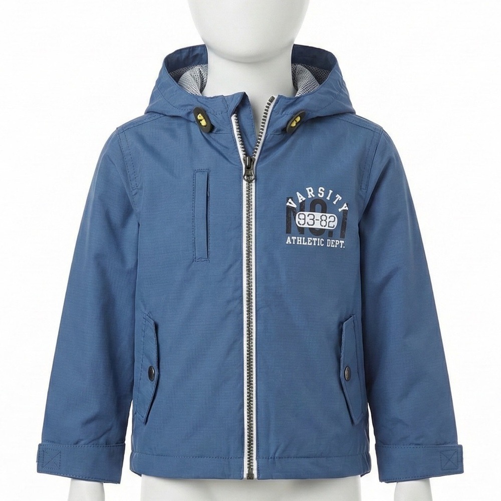 Carter's Toddler Blue Windbreaker Jacket 24M Varsity Hooded Zip Athletic Coat